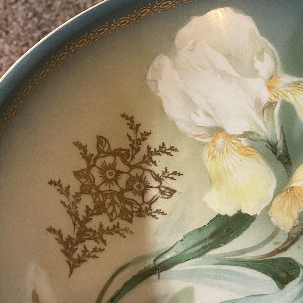 RS Silesia Germany Gold Gilt Hand Painted Tulip Porcelain Bowl c.1920s 9" - Picture 11 of 16